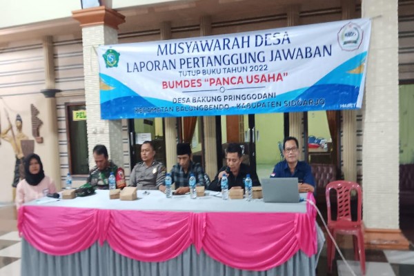 BUMDES PANCA USAHA Desa Bakung Pringgodani Menggelar Pertanggung Jawaban Tutup Buku Tahun 2022