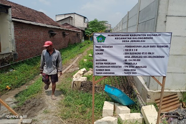 Untuk Kesejahteraan Warga, Pemerintah Desa Jeruklegi Bangun Jalan Desa Baru, Dusun Sudimoro RT 03 RW 01