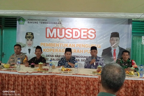 Desa Bakungtemenggungan Bentuk Koperasi Merah Putih Dihadiri Wakil Ketua DPRD Sidoarjo H.Kayan